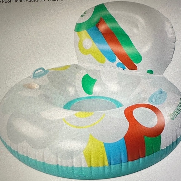 NWT 36” Adults Colorful Inflatable Pool Float Swimming with Backrest - Picture 1 of 4